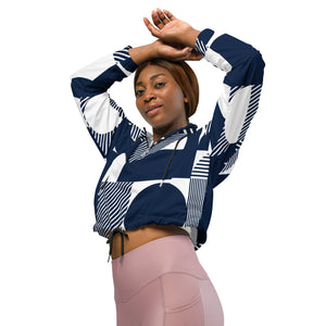 Women’s blue graphic faith works cropped windbreaker