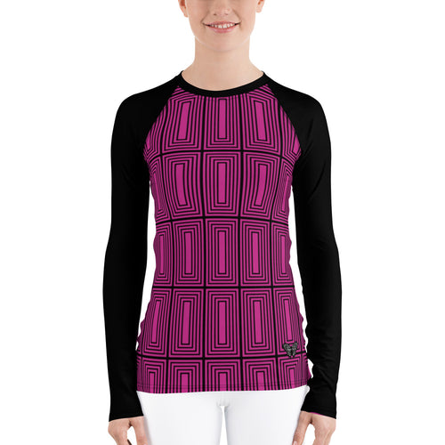 Women's Pink Maze  Rash Guard