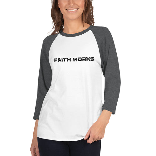 Women’s Grey 3/4 sleeve raglan Faith Works shirt