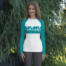 Load image into Gallery viewer, Women&#39;s Teal Faith Work Rash Guard