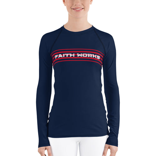 Women's Faith Works Red Horizontal Striped Rash Guard