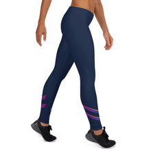 Load image into Gallery viewer, Navy Rainbow Striped Leggings