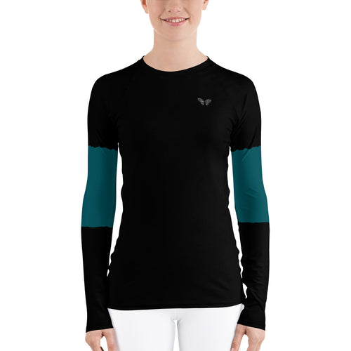 Women's Teal Striped Sleeve Rash Guard