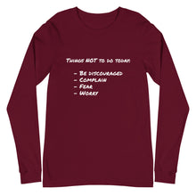 Load image into Gallery viewer, Things not to do Unisex Long Sleeve Tee