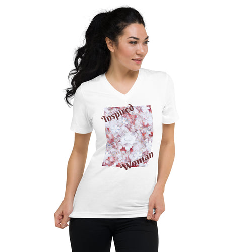 White Garden Inspired Woman Short Sleeve V-Neck T-Shirt