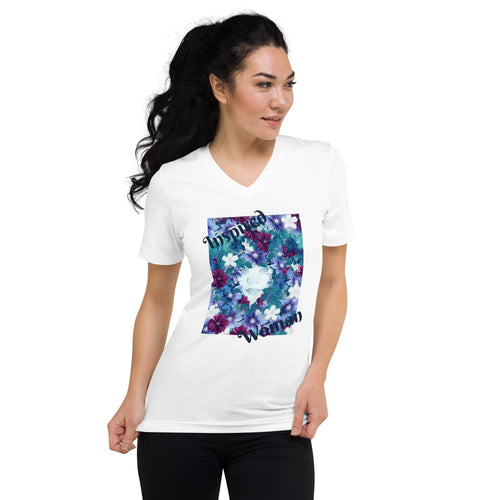 Colorful Garden Inspired Woman Short Sleeve V-Neck T-Shirt