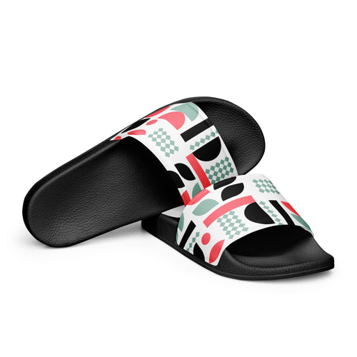 Women's White Graphic Slides